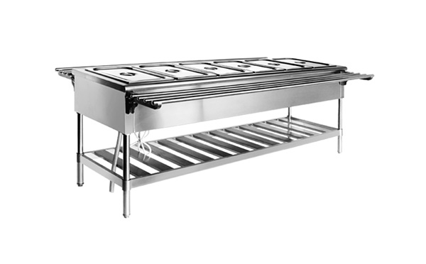 食堂厨房设备不锈钢六格保温售饭台卖饭台