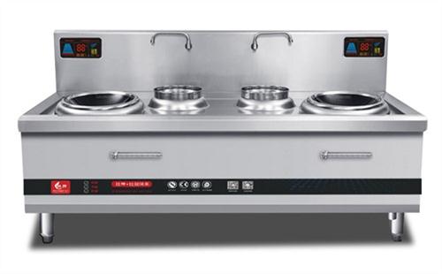 大型学校食堂厨房设备不锈钢双头双尾电磁炒炉